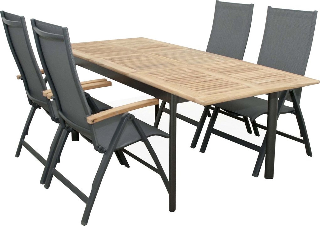 CONCEPT FSC® - stół rozkładany z blatem tekowym - Towar z drobną wadą (N592)