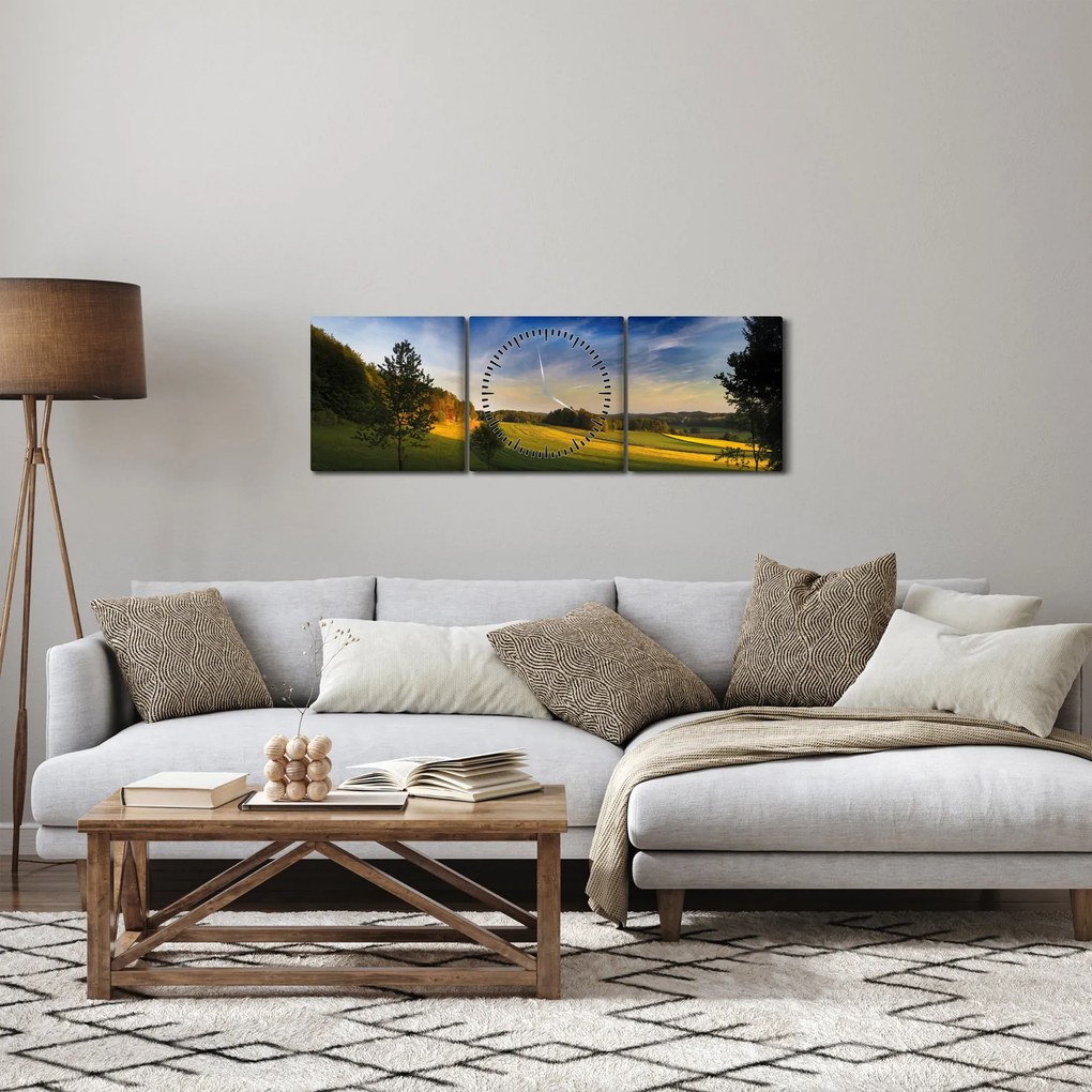 Obraz - Górska łąka (z zegarem) (90x30 cm)
