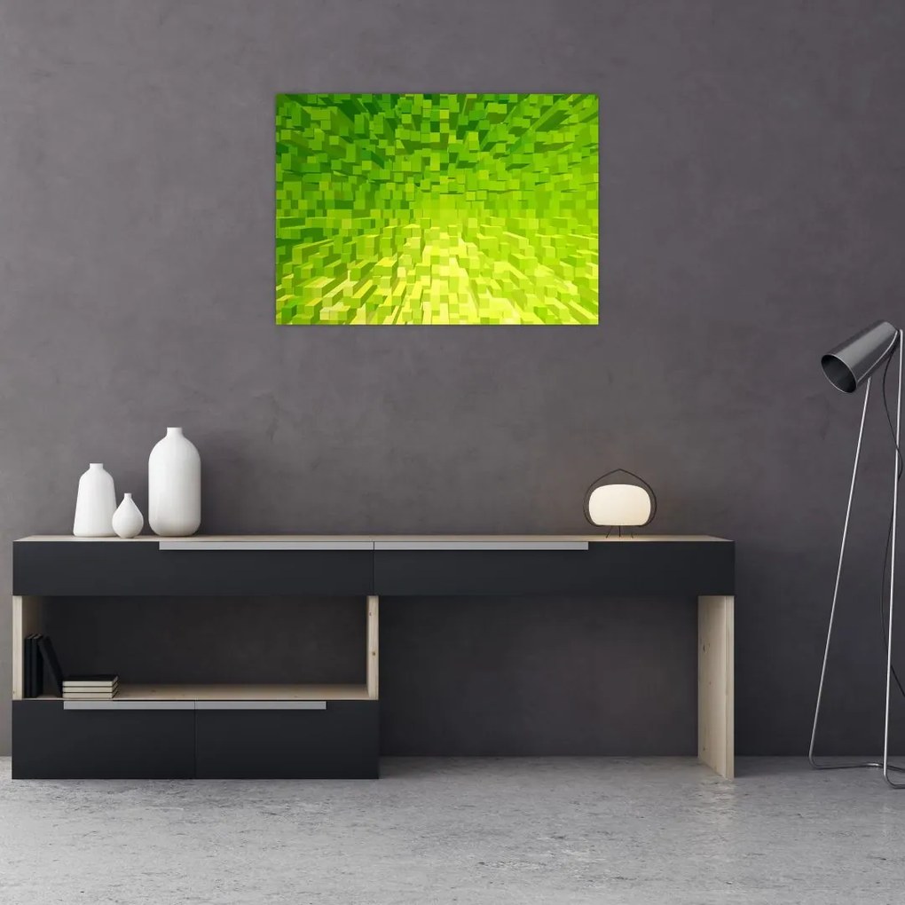 Obraz na szkle - żółto-zielone kostki (70x50 cm)