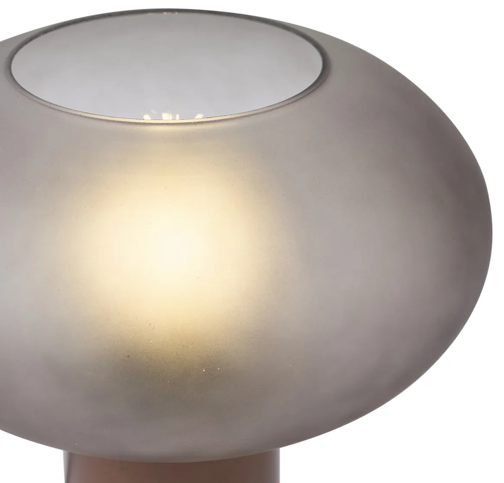 Designerska lampa stołowa brązowa z matowym szarym szkłem - UmbrellaDesignerski Oswietlenie wewnetrzne