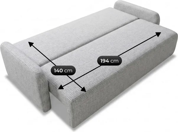 Sofa DUO Rozkładana Dwuosobowa Szara Szenil Japandi