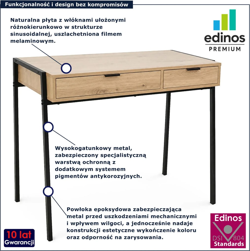Nowoczesne biurko z szufladami dąb artisan W3-H60