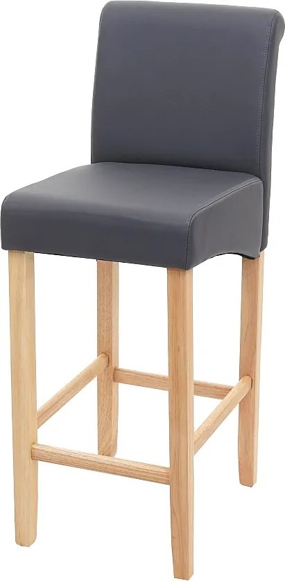 Stołek barowy MCW-C33,  szary mat, jasne nogi, imitacja skóry