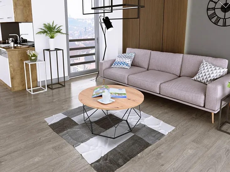 Industrialny stolik kawowy dąb artisan - Liliana 4X
