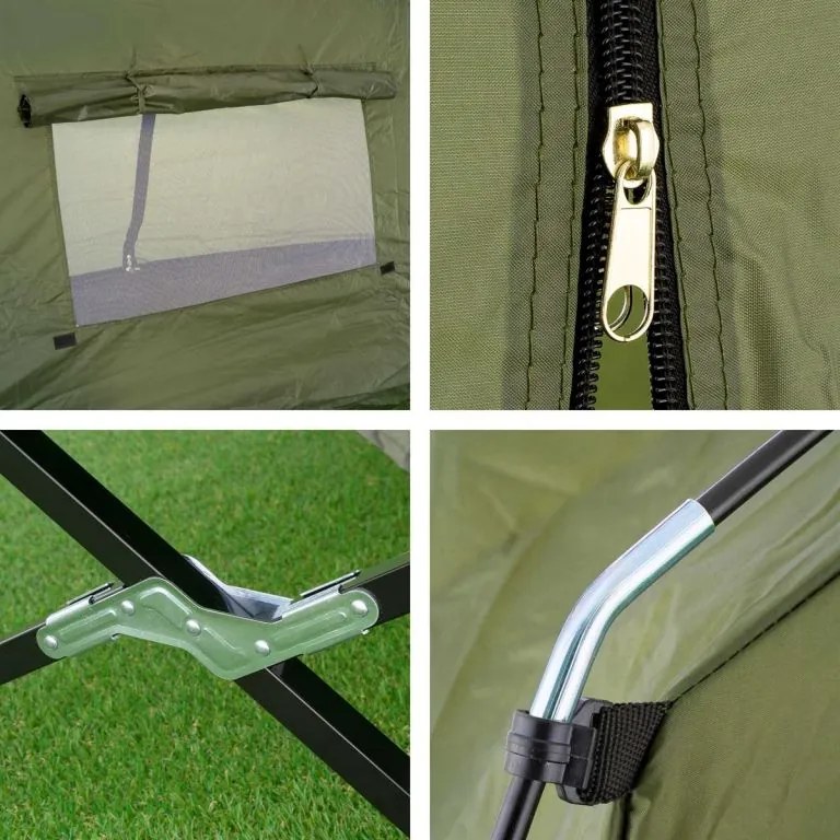 Namiot dla jednej osoby z leżakiem - 185 x 76 x 154 cm, ziel