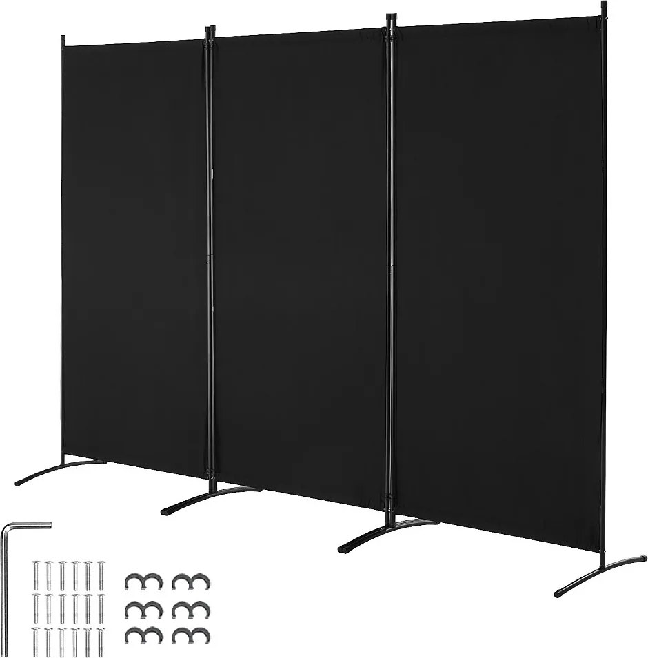 Ściana Działowa SucceBuy Room Divider, 3 Panel Składany Ekran Prywatności, Przenośna Ścianka Działowa do Pokoju, Czarny
