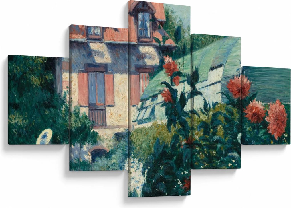 Obraz - Gustave Caillebotte, Dahlias, Garden at Petit Gennevilliers, reprodukcje (125x70 cm)