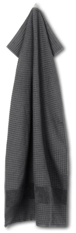 Ciemnoszary ręcznik kąpielowy z bawełny organicznej frotte 70x140 cm Check – JUNA