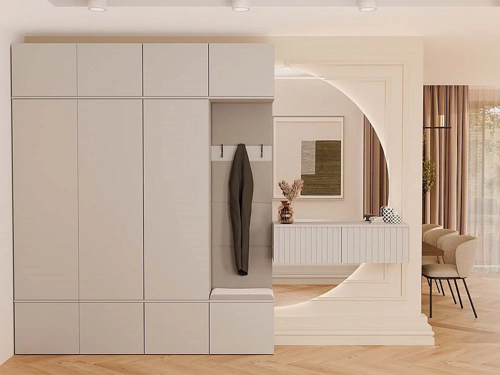 Garderoba HAGA IV 3Sz1W | Kaszmir | 200x35x238 cm | 3x Szafa + Wieszak