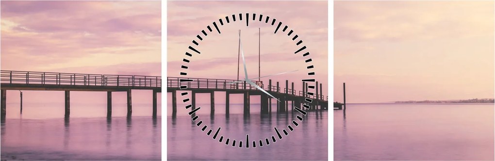 Obraz - Port (z zegarem) (90x30 cm)