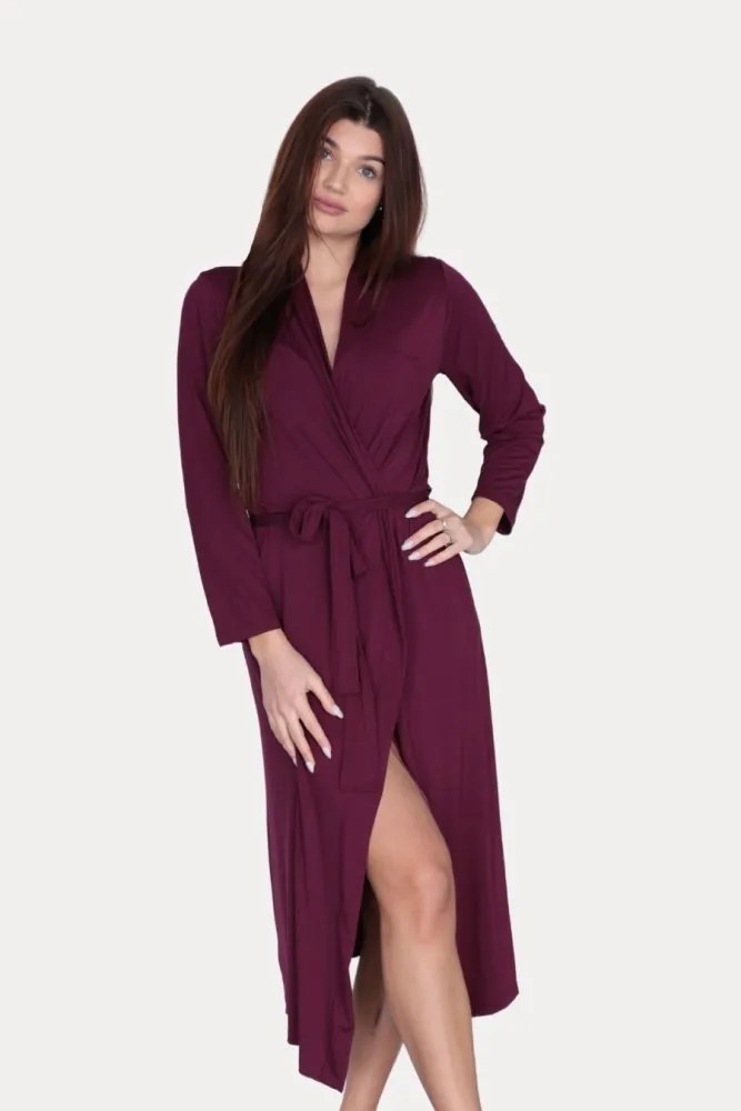 Damski bambusowy szlafrok CHANTAL Bordowy S