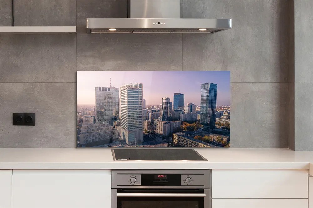 Szkło Ozdobne do Kuchni Panorama Warszawskich Wieżowców