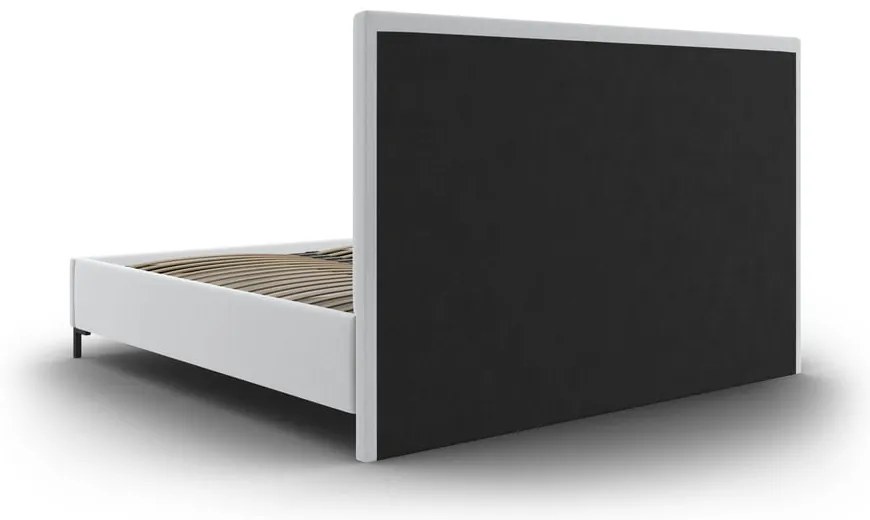 Jasnoszare tapicerowane łóżko dwuosobowe ze schowkiem i stelażem 140x200 cm Casey – Mazzini Beds