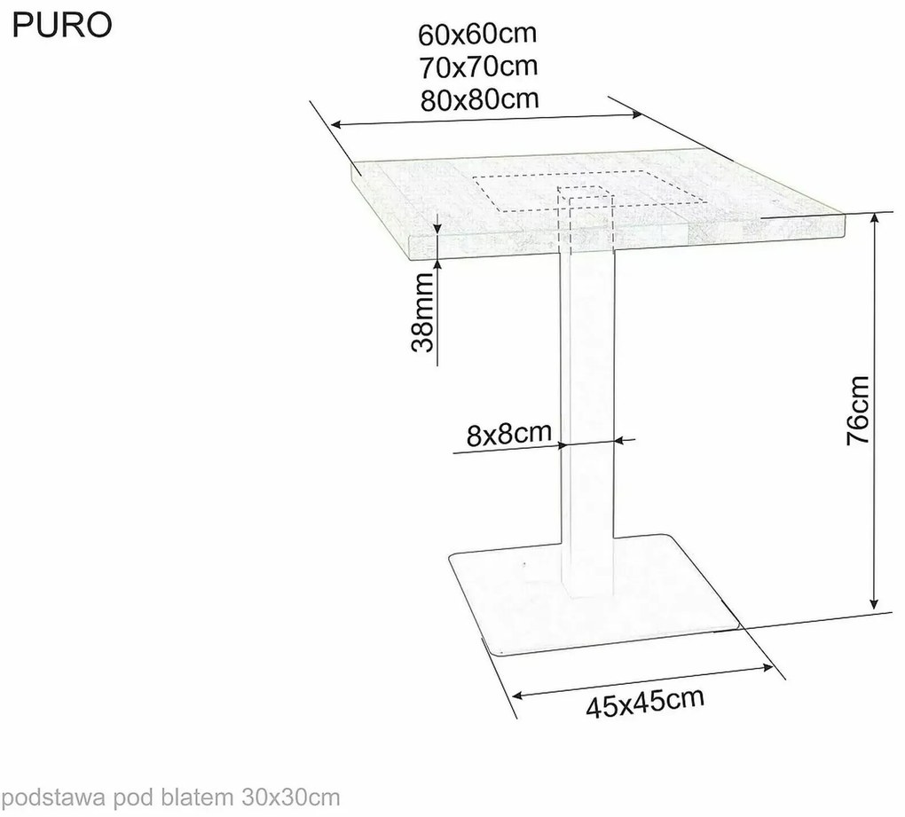 Czarny stół jadalniany z blatem w dekorze dębu PURO 60x60