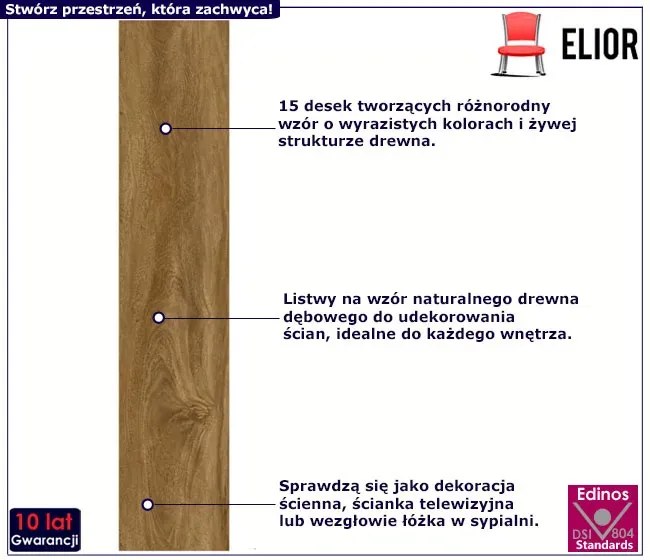 Brązowy komplet 15 sztuk paneli na ścianę P8-N54