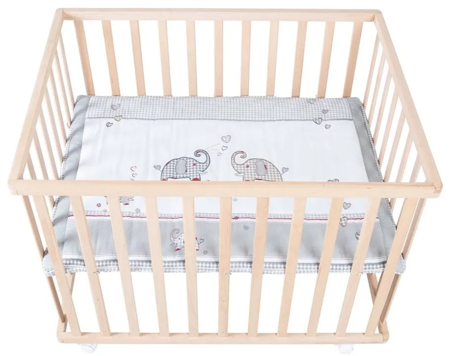 Kojec dla dzieci na kółkach w naturalnym kolorze 100x75 cm Jumbo Twins – Roba