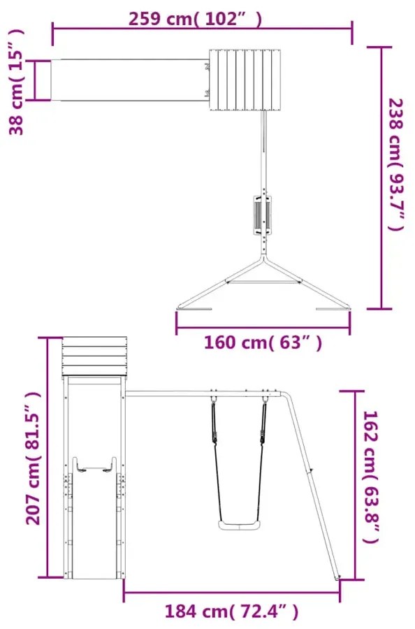 Ogrodowy plac zabaw z huśtawką i zjeżdżalnią W7-C24