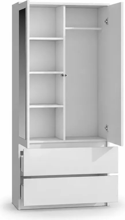 Szafa z lustrem Suzi 90 cm 2 szuflady 2 drzwi