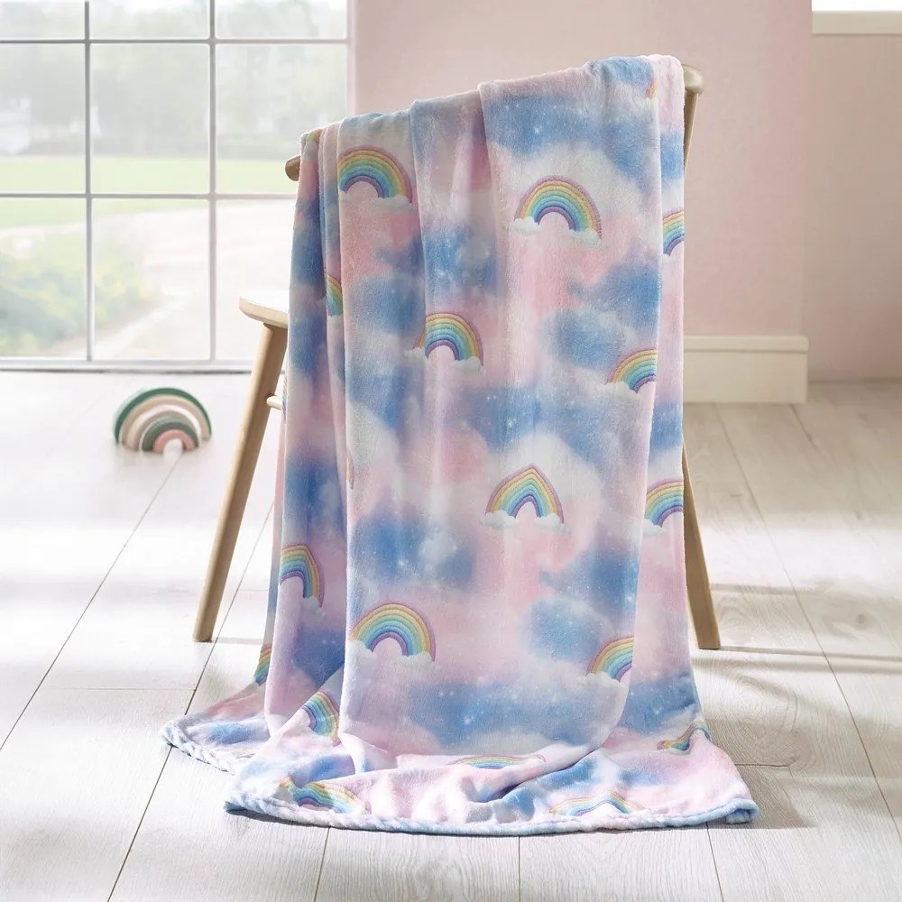 Niebiesko-różowy koc dziecięcy z mikropluszu 130x170 cm Candy Unicorn – Catherine Lansfield