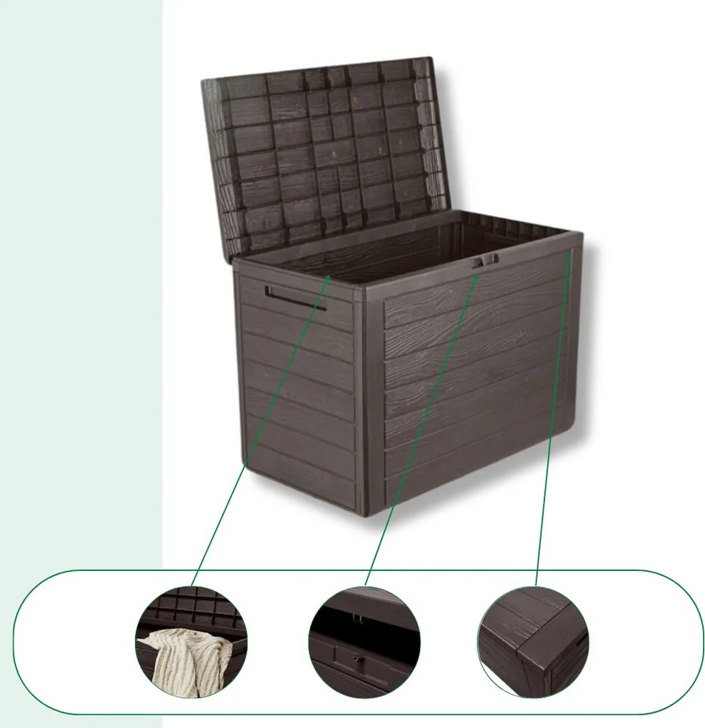 Pojemnik do przechowywania WOODEBOX, 190L, 78x44x55cm, ciemny brąz Prosperplast