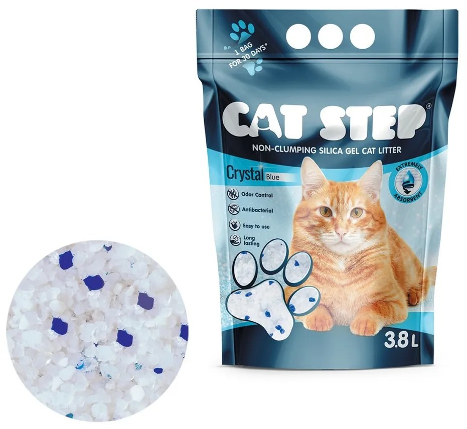 Cat Step Żwirek silikonowy dla kotów Crystal Blue1,67 kg, 3,8 l