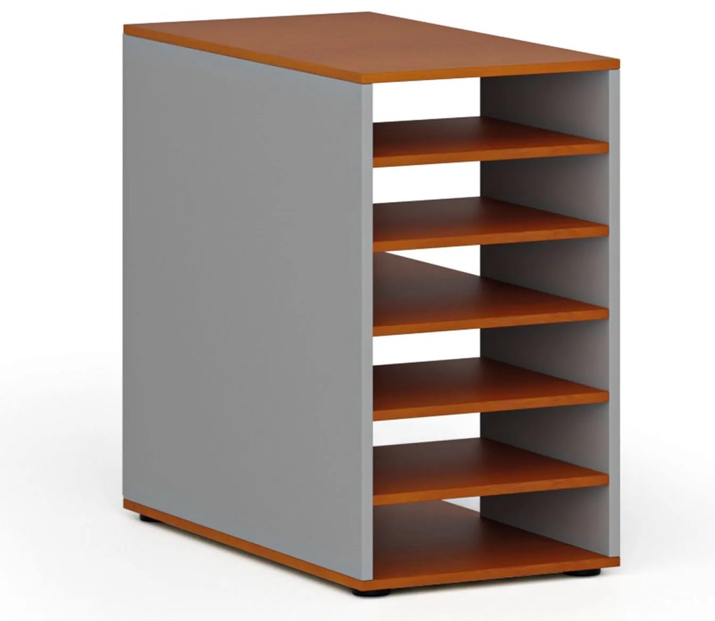 Szafka z półkami do biurka PRIMO GRAY, prawa, szary/wiśnia