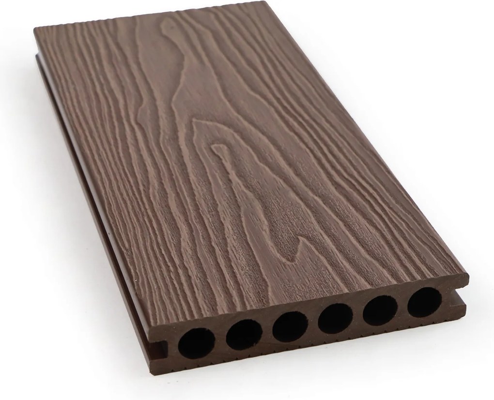 Deski tarasowe WPC, profil komorowy, 140 × 25 × 2850 mm, 4 szt., kawowa