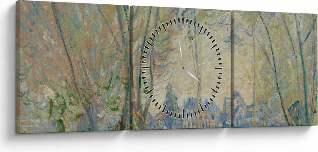 Obraz - Claude Monet, Woman Seated under the Willows, reprodukcje (z zegarem) (90x30 cm)