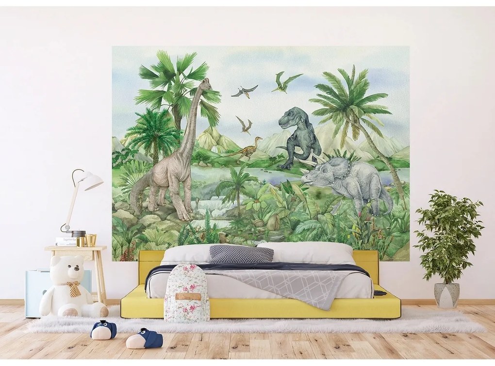 Fototapeta dla dzieci Colourful Dino 252 x 182 cm,4 części