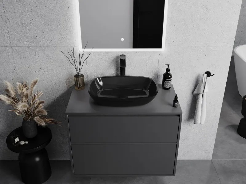 Mexen Araks szklana umywalka nablatowa 54 x 39 cm, czarna - 24155470
