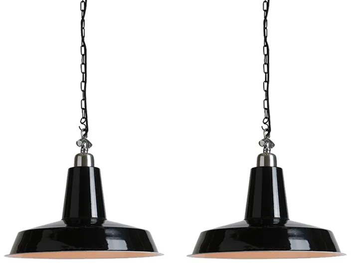 Zestaw 2 lamp wiszących w stylu industrialnym czarnych - WarriorPrzemysłowy Oswietlenie wewnetrzne