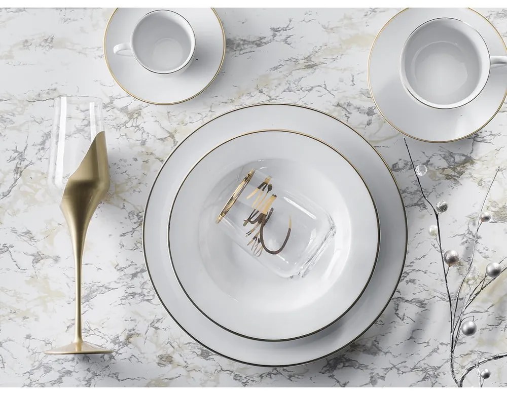 Białe porcelanowe filiżanki zestaw 6 szt. 100 ml Gold Chic – Villa Altachiara