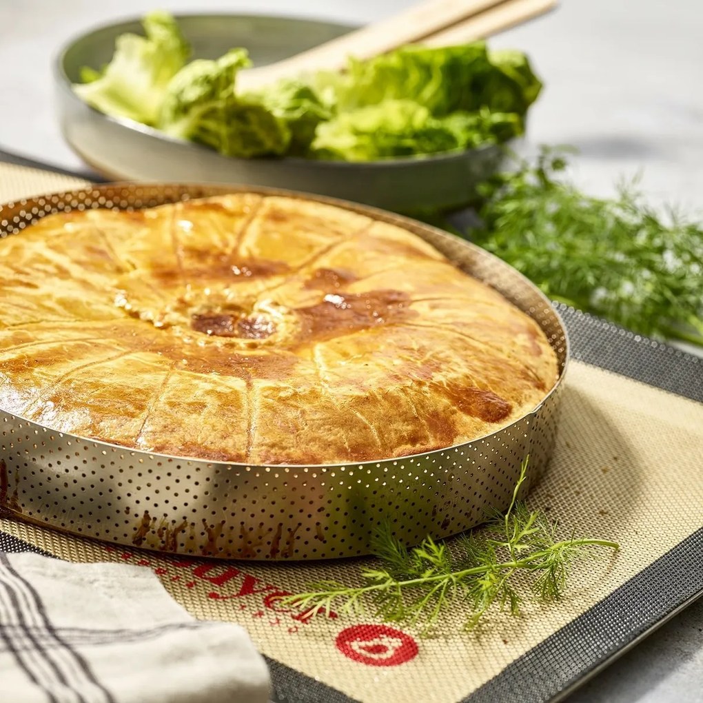 De Buyer 3098.09 perforowana okrągła rama do ciasta 24,5 cm, stal nierdzewna, 24,5 cm