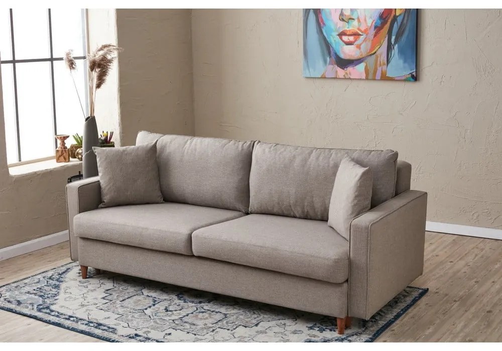Jasnobrązowa rozkładana sofa 210 cm Eva – Balcab Home
