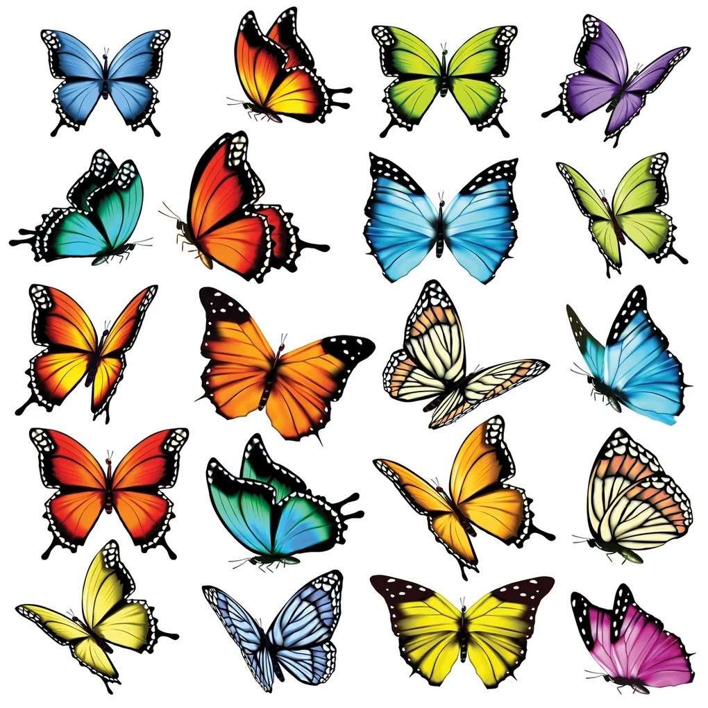 Dekoracja samoprzylepna Butterflies, 30 x 30 cm