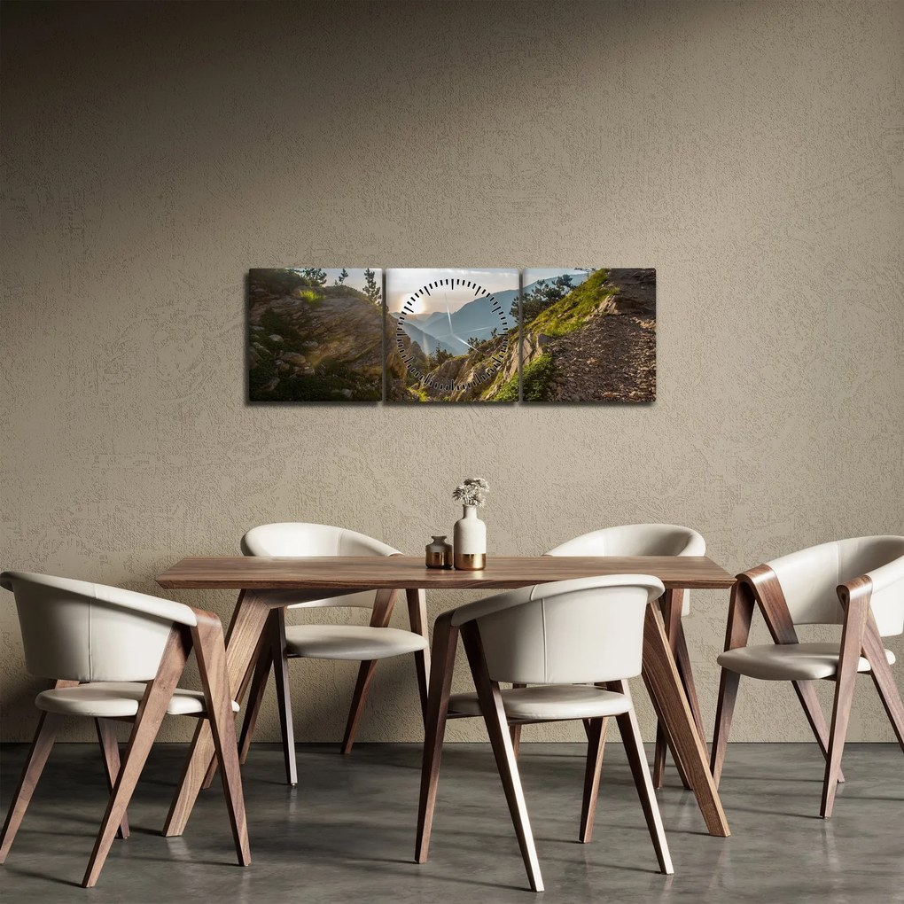 Obraz - Góra Olimp (z zegarem) (90x30 cm)