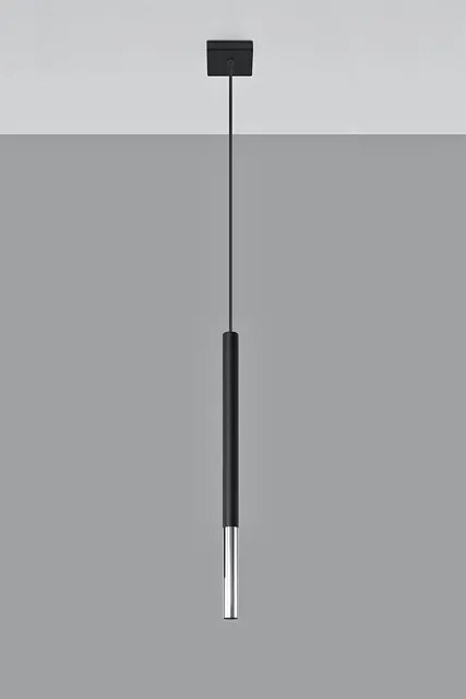 Czarna chromowana pojedyncza lampa wisząca tuba - 3X EX719 B7-S14