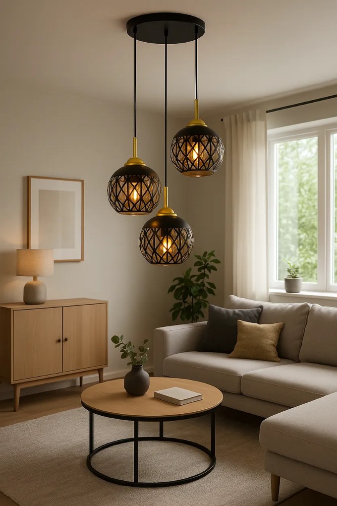 Lampa sufitowa metalowa loft klosz wisząca AT16-3SZ-Czarna