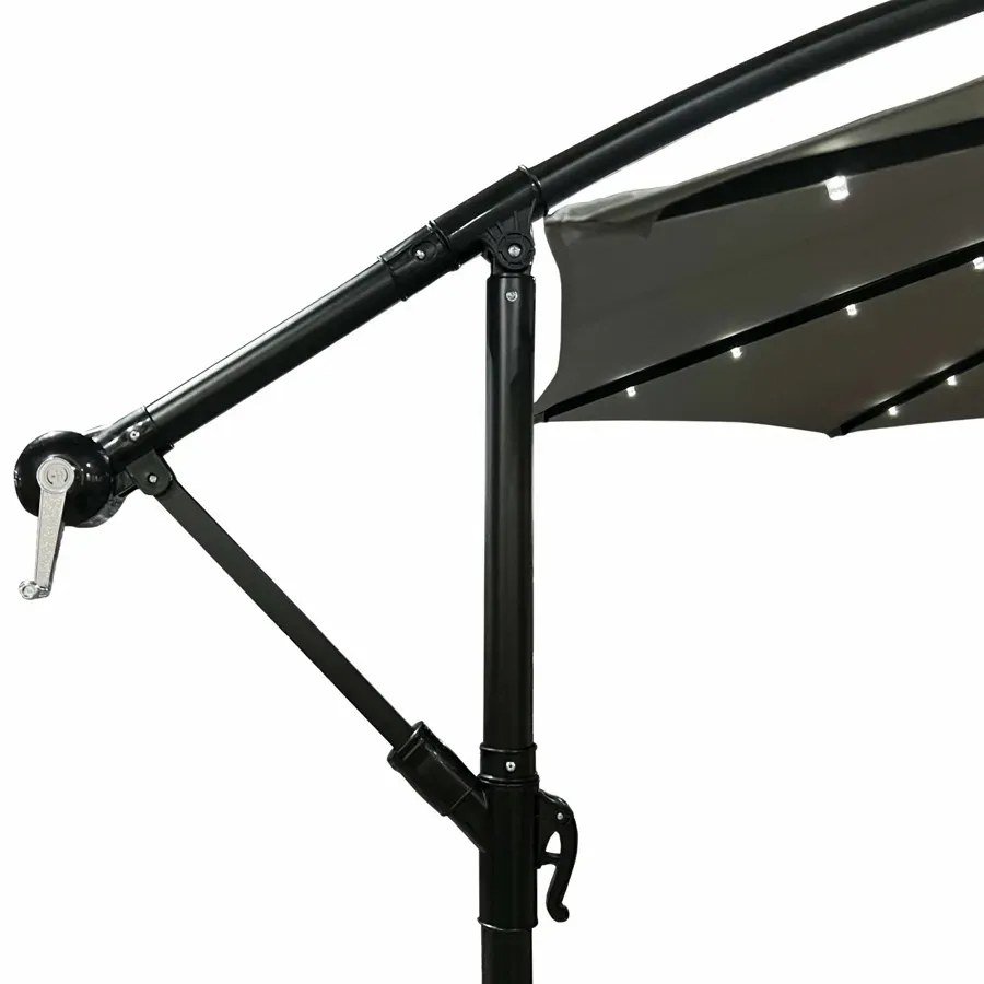 Jasnoszary parasol ogrodowy z oświetleniem LED R9-K66
