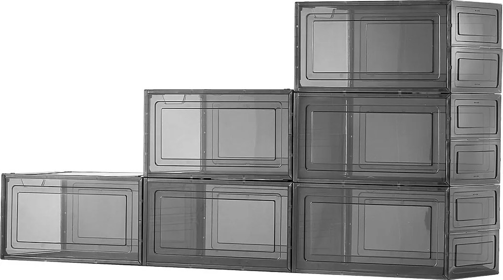 Pudełka na Buty SucceBuy Stapowalne Zestaw 6 Szt, Pasujące do Rozmiaru US 13, Solidny Plastik z Drzwiami Magnetycznymi, Idealne na Obcasy