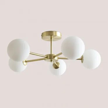 Żelazna Lampa Sufitowa Castefi Z 5 Szklanymi Kulami Złoto - Sklum