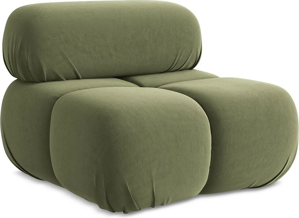 Fotel - z tkaniny welwetowej - oliwkowy - LOKUA