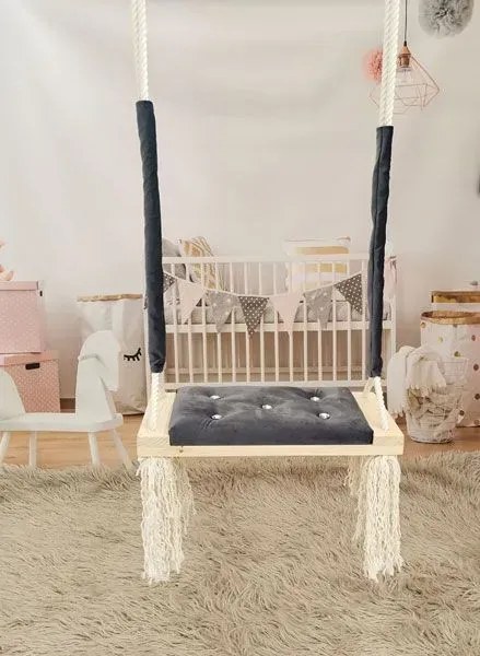 Szara huśtawka dziecięca z kryształkami P4-P52