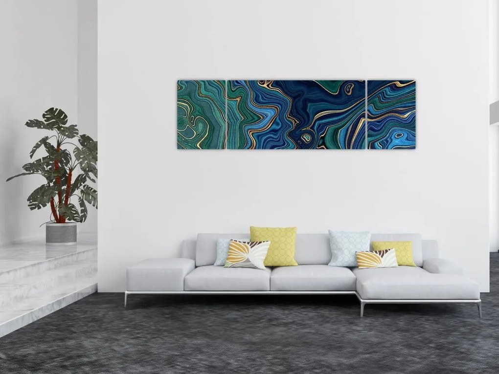 Obraz - Zielono - niebieski marmur (170x50 cm)