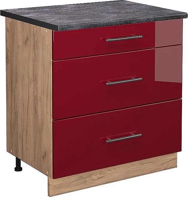 Szafka dolna do kuchni bordowa czerwień wysoki połysk 80x60x82 fame-line