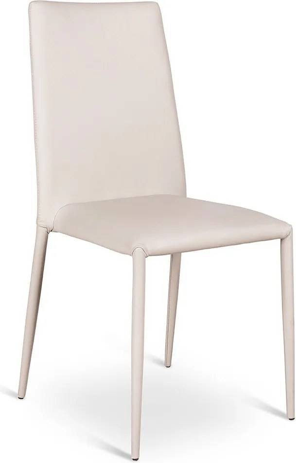 Zestaw 4 nowoczesnych krzeseł tapicerowanych "Lavanda" w jasnoszarej skórze ekologicznej do salonu, sztaplowanych, 42x40 cm, 96 h