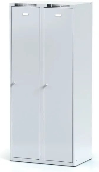 Alfa 3 Szafka ubraniowa S6 z przegrodą, 2-drzwiowa, 1800 x 800 x 500 mm, zamek obrotowy, drzwi szare