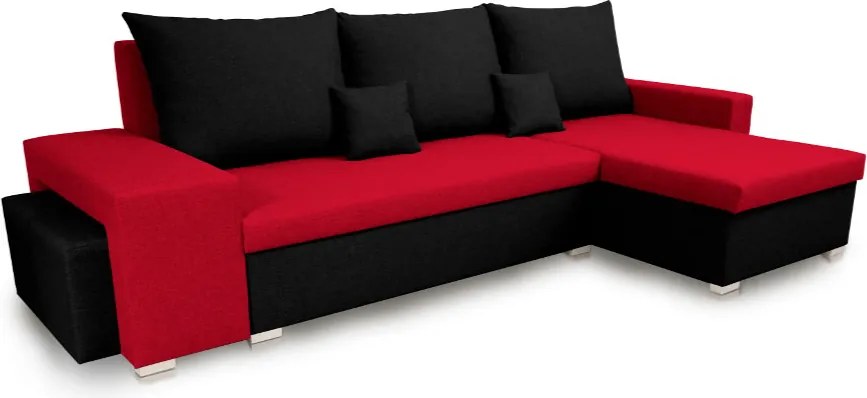 Narożnik z funkcją spania PETRA2 Czerwony/Czarny