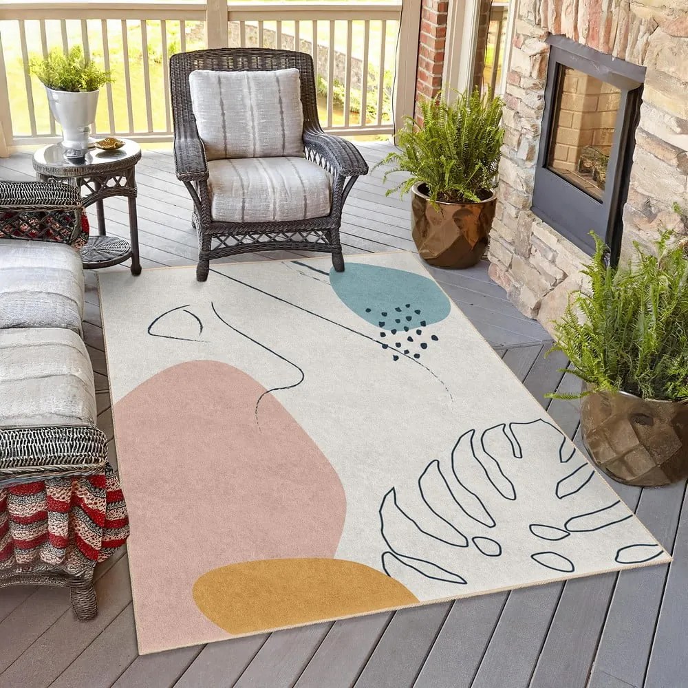 Kremowy dywan odpowiedni do prania 120x180 cm Abstract Shapes – Mila Home