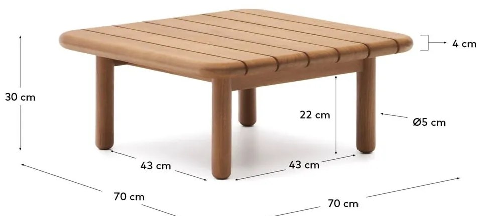 Stolik ogrodowy z litego drewna tekowego 70x70 cm Turqueta – Kave Home